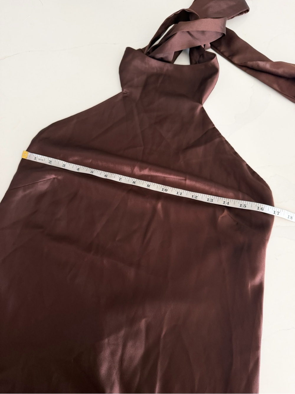 Show Me Your MuMu Lisa Chocolate Satin Halter Maxi Dress Sz L MSRP $198 NEW - Picture 8 of 9